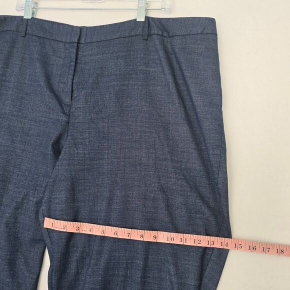 Lane Bryant Womens 26 Dark Blue Chambray Wide Leg Cuffed Stretch Trouser Pants - Picture 10 of 13
